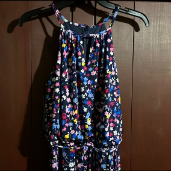 Maggy London Lottie Floral Knit Cropped Jumpsuit Navy Sky Size 2 - NWT - Picture 7 of 16